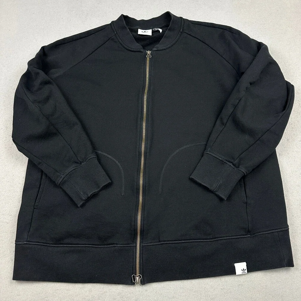 Adidas Track Jacket Men 2XL Black Full Zip Training Pocket Blade Collar XXL